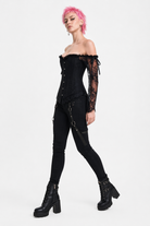 Black lace off shoulder corset black