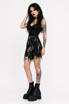 Black Tie Dye High Waist Shorts. Black