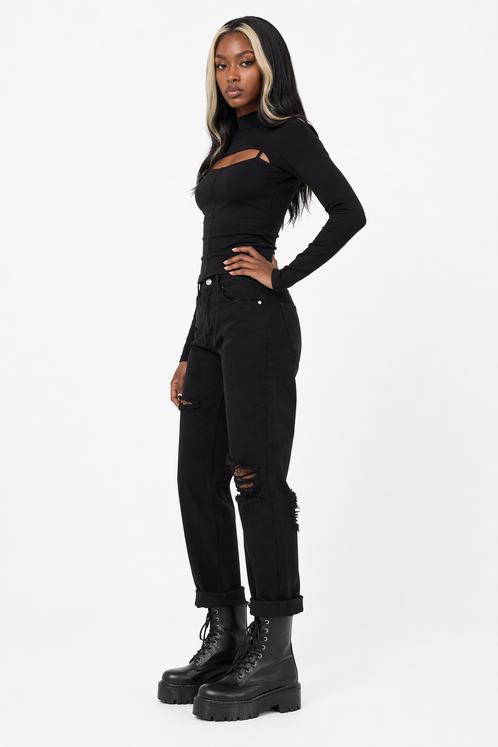 Black Grunge Ripped Jeans' black hole