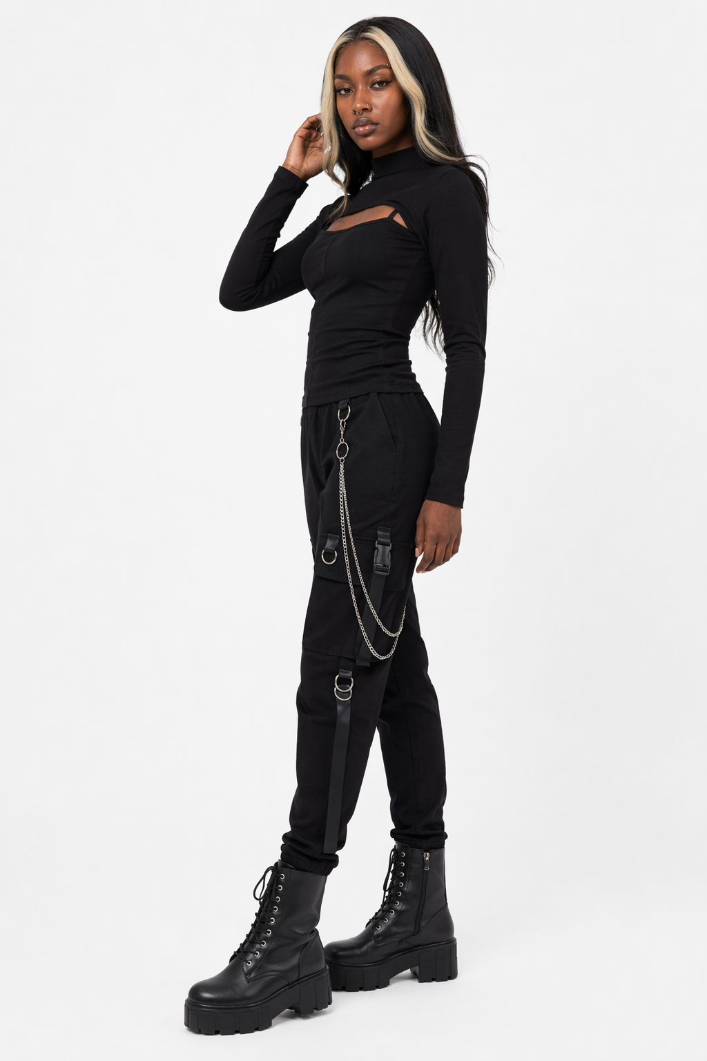 Goth Cargo Pants - End Train' Black