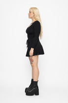 Black Gothic A-Line Mini Skirt Black