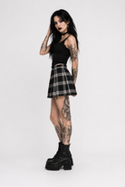 Grunge Plaid Mini Skirt black