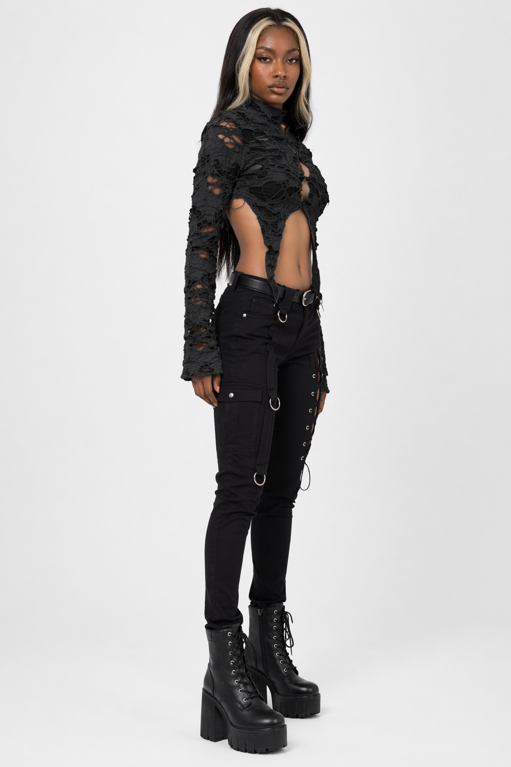 Black lace crop top Black