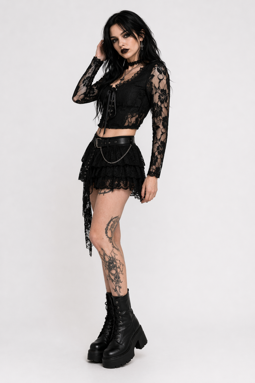 Gothic Lace Crop Top Black