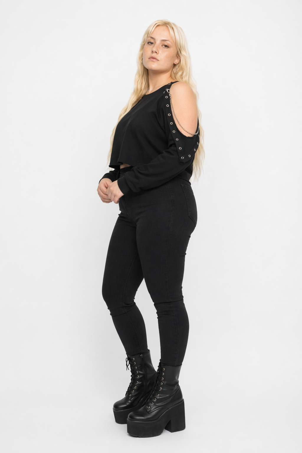 Black Grunge Chain Top' Black