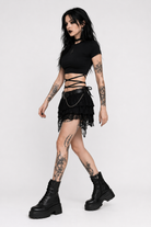 Black Lace Up Tee Black