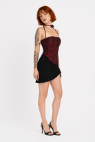 Blood Rose Strapless Top. red