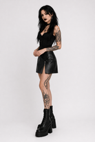 "Frighteners' Black/Red PU Mini Skirt" black