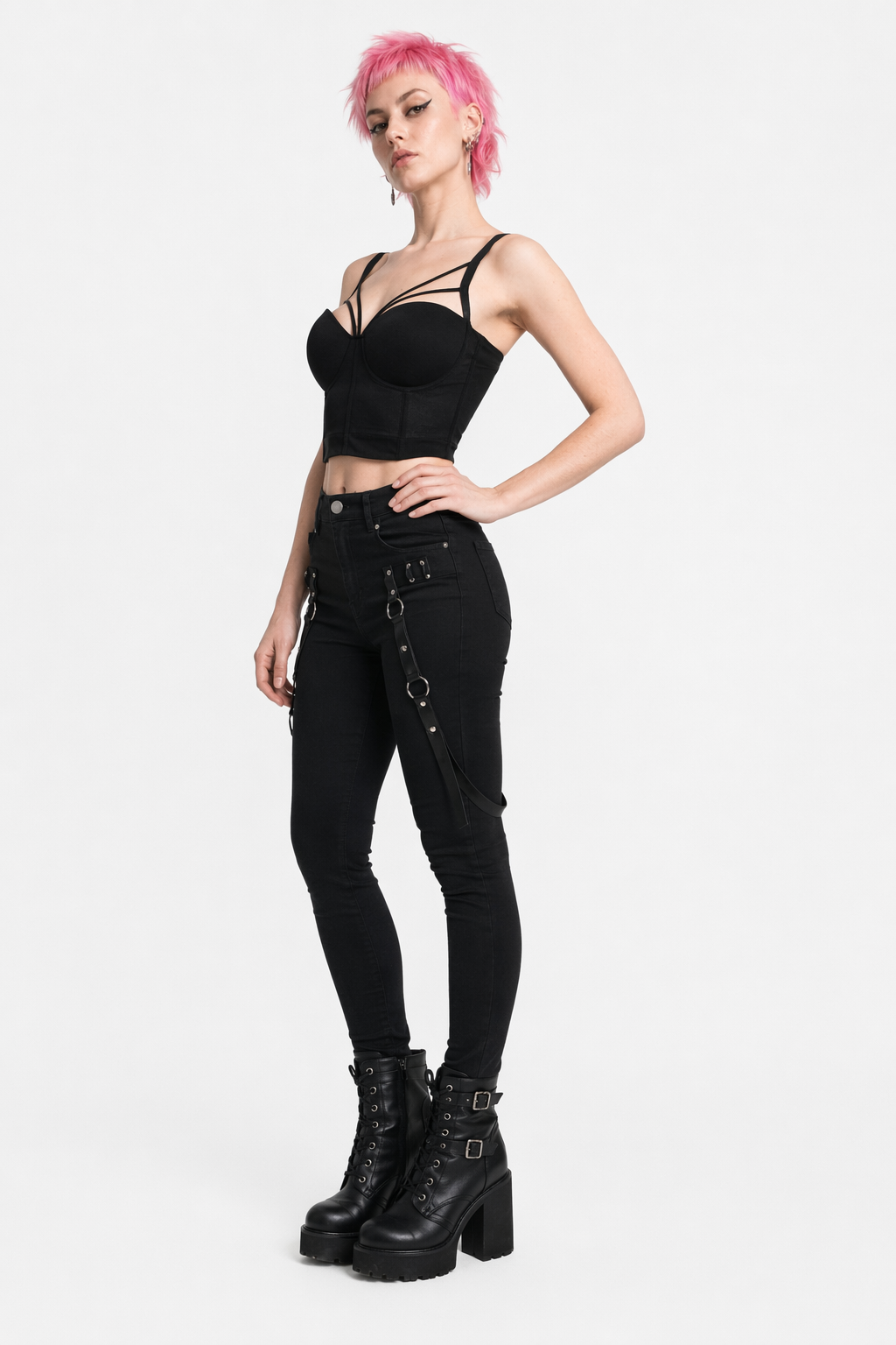 Bella' Black Gothic Cami Crop Top black