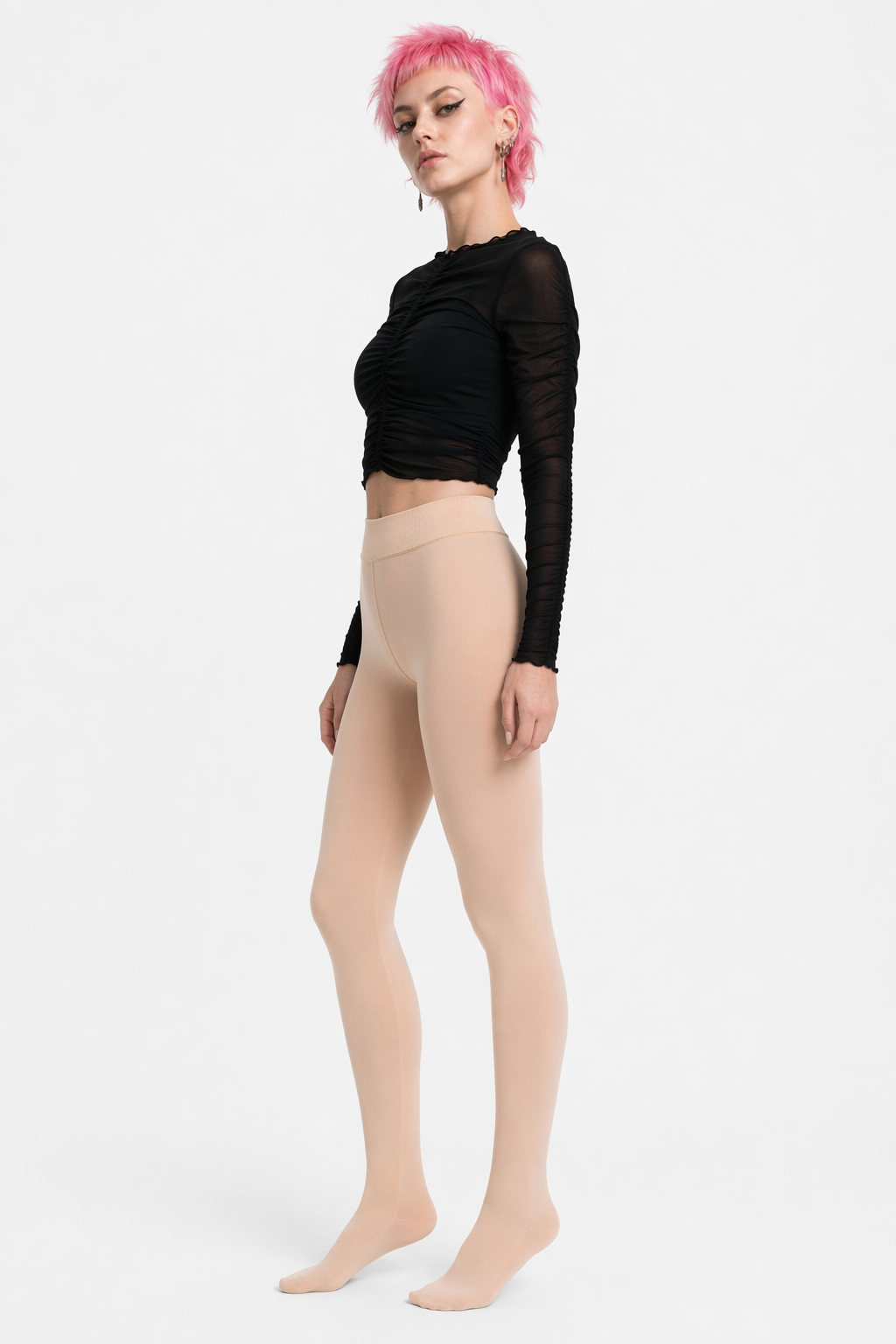 Cozy Beige Thermal Tights Beige With Feet