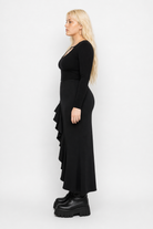Black Split Ruffle Skirt black