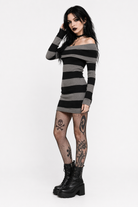 Embers' Sweater Dress: Black/Grey & Red/Grey Black