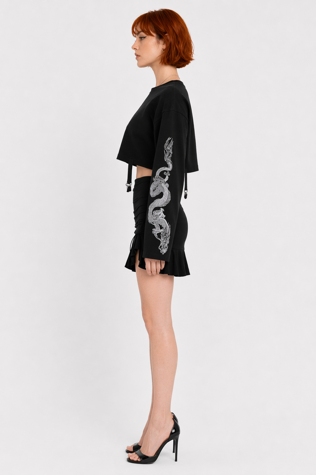 Black Grunge Dragon Sweatshirt Black