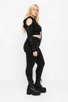 Black Strapped Hooded Top black hoodies