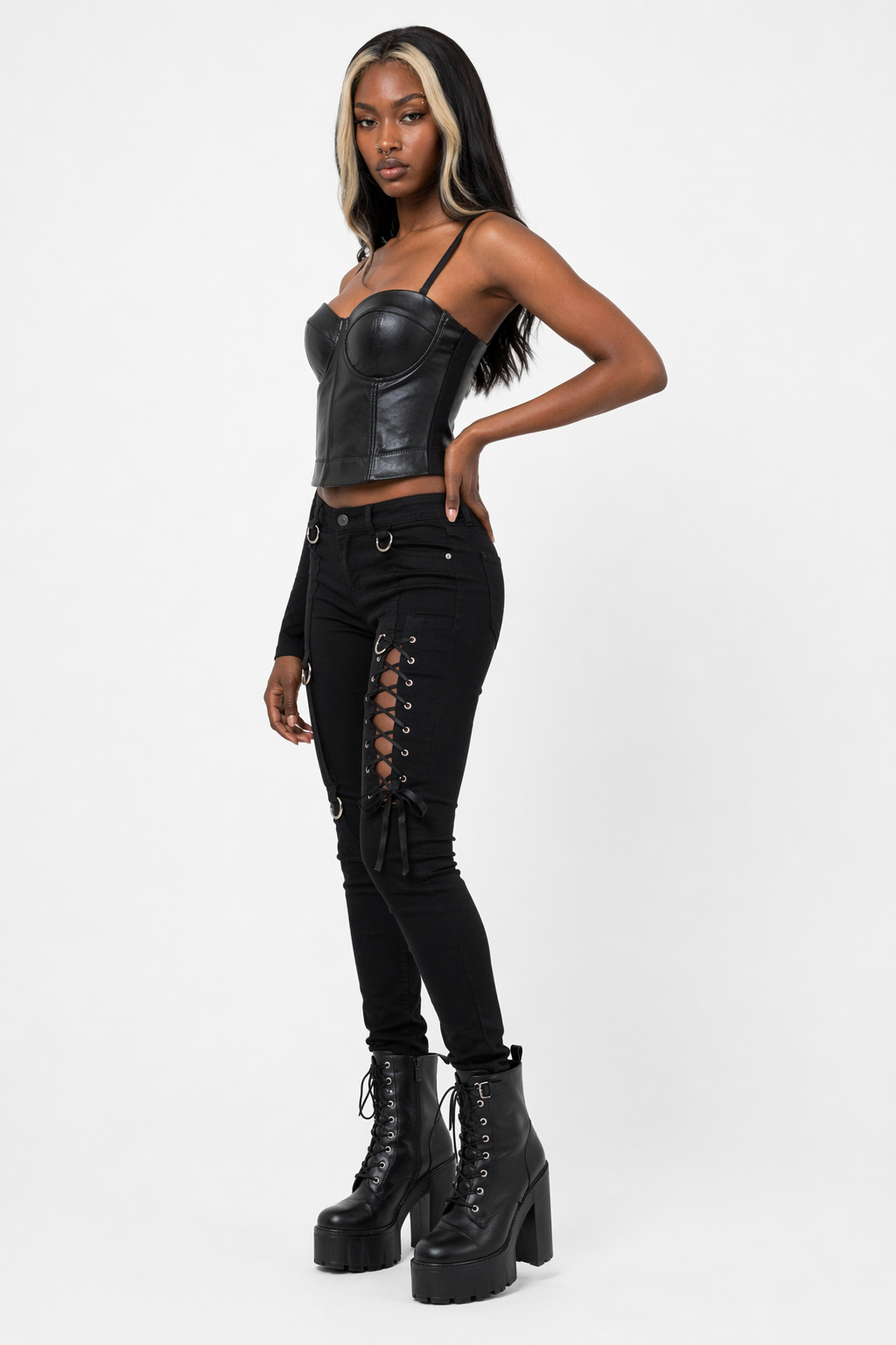 Black Goth Scene Bustier Top. Black