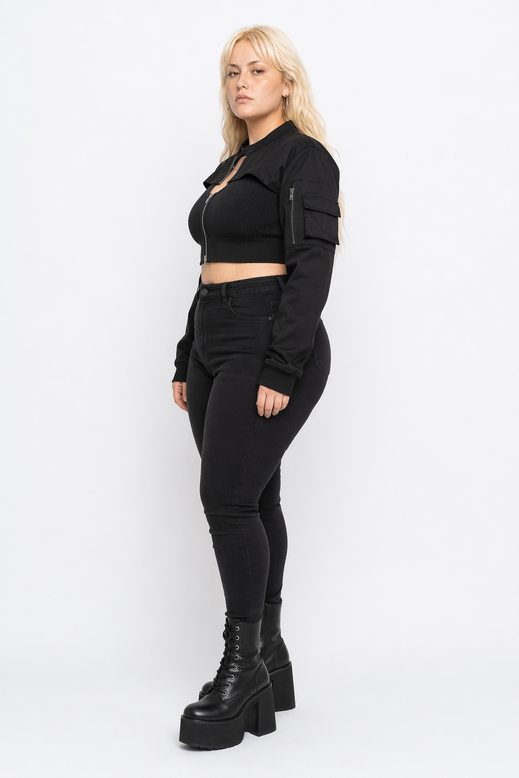 Classic Noir Crop Jacket' Black