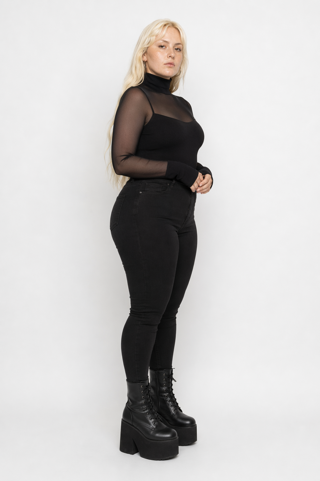 Black Gothic Mesh Bodysuit Black