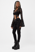 Rock n Roll Gothic Flare Top Black