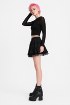 Grunge Lace Kawaii Mini Skirt Black
