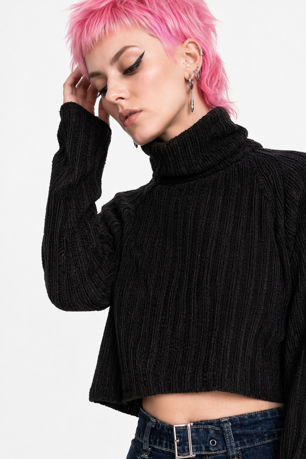 Black High Neck Sweater S