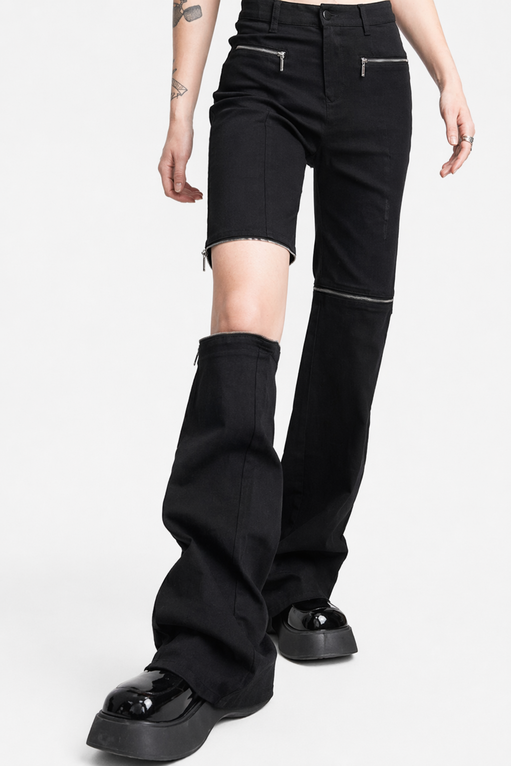 Black Flared Zip Pants Default