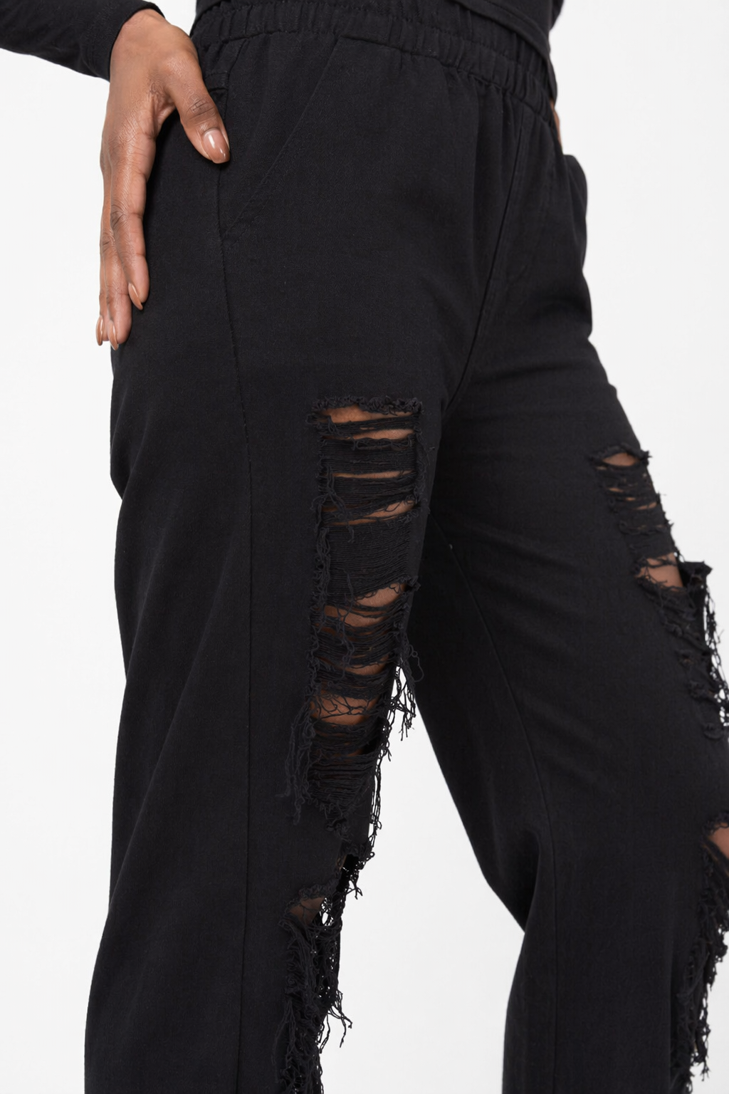 Grunge Joker Ripped Pants Black