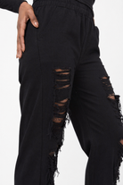 Grunge Joker Ripped Pants Black