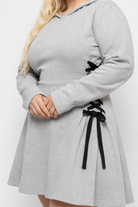 Dark lace-up hooded dress Gray