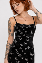 Black Butterfly Velvet Dress black