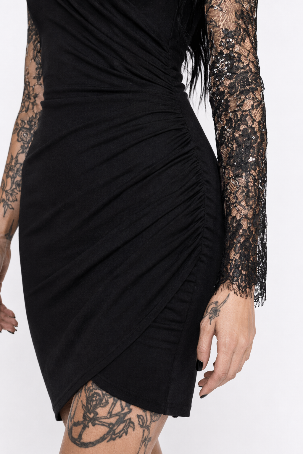 Black Goth Mesh Lace Dress Black