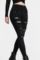 Black Distressed High Waist Jeans Black