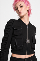 Gothic Grunge Cropped Jacket Black