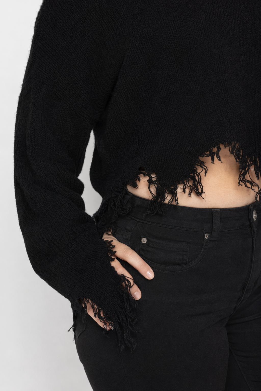 Torn Edge Grunge Sweater Black