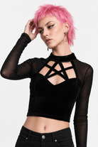 Dangerous' Pentagram Crop Top. Black