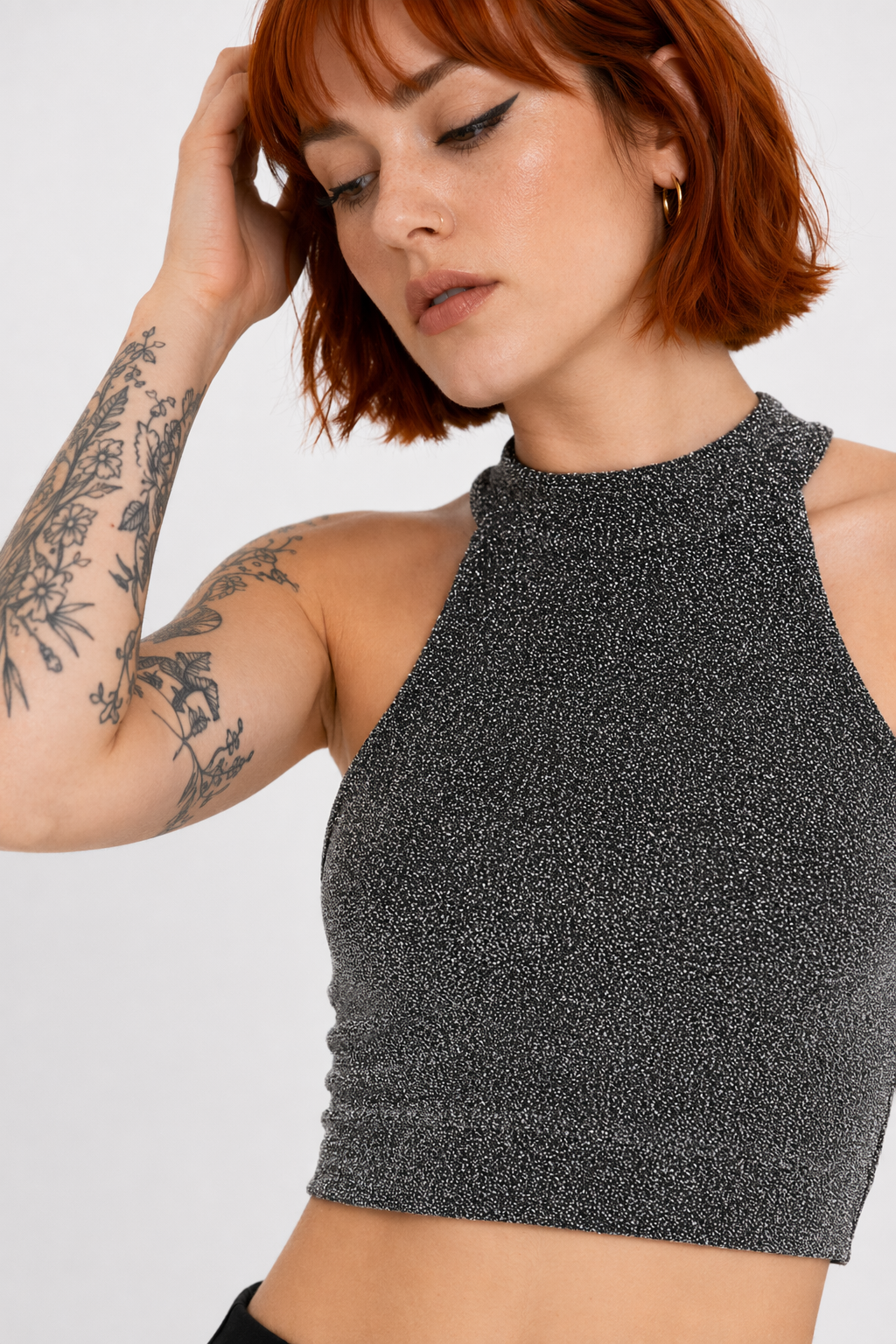 Agony' Grey Grunge Crop Top L