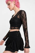 "Babe's Gothic Lace Crop Top" Black