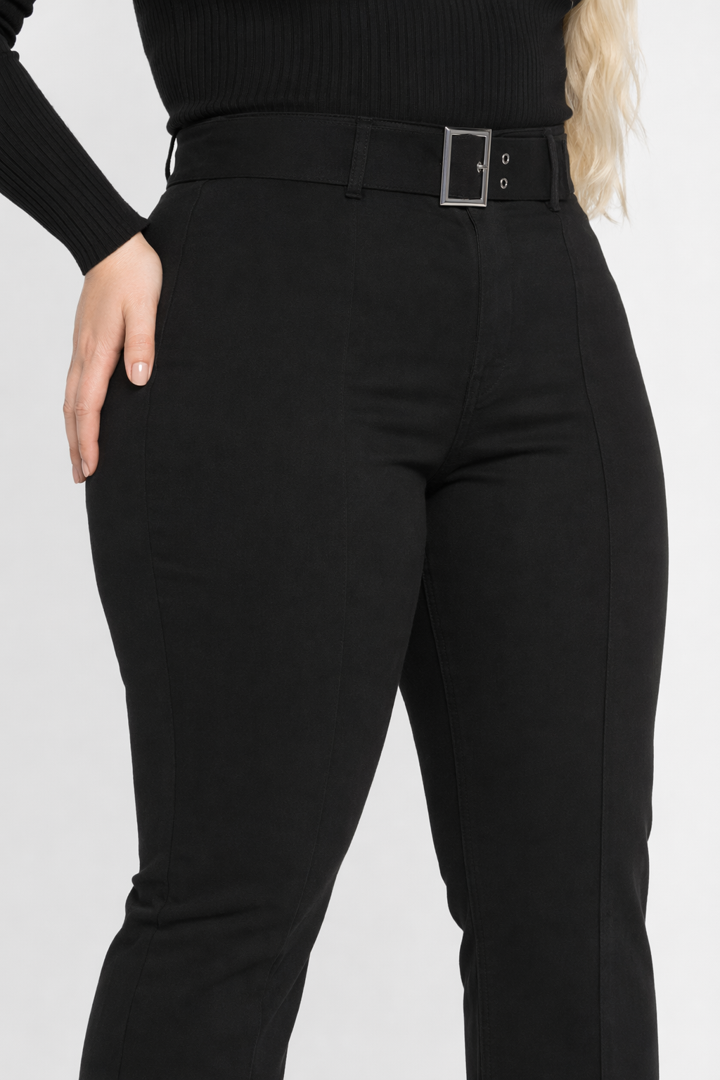 Skinny Buckle Cage Pants black