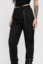 Black Grunge Strap Pants black pants