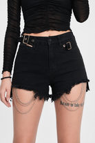 Black Chain Torn Shorts' Black