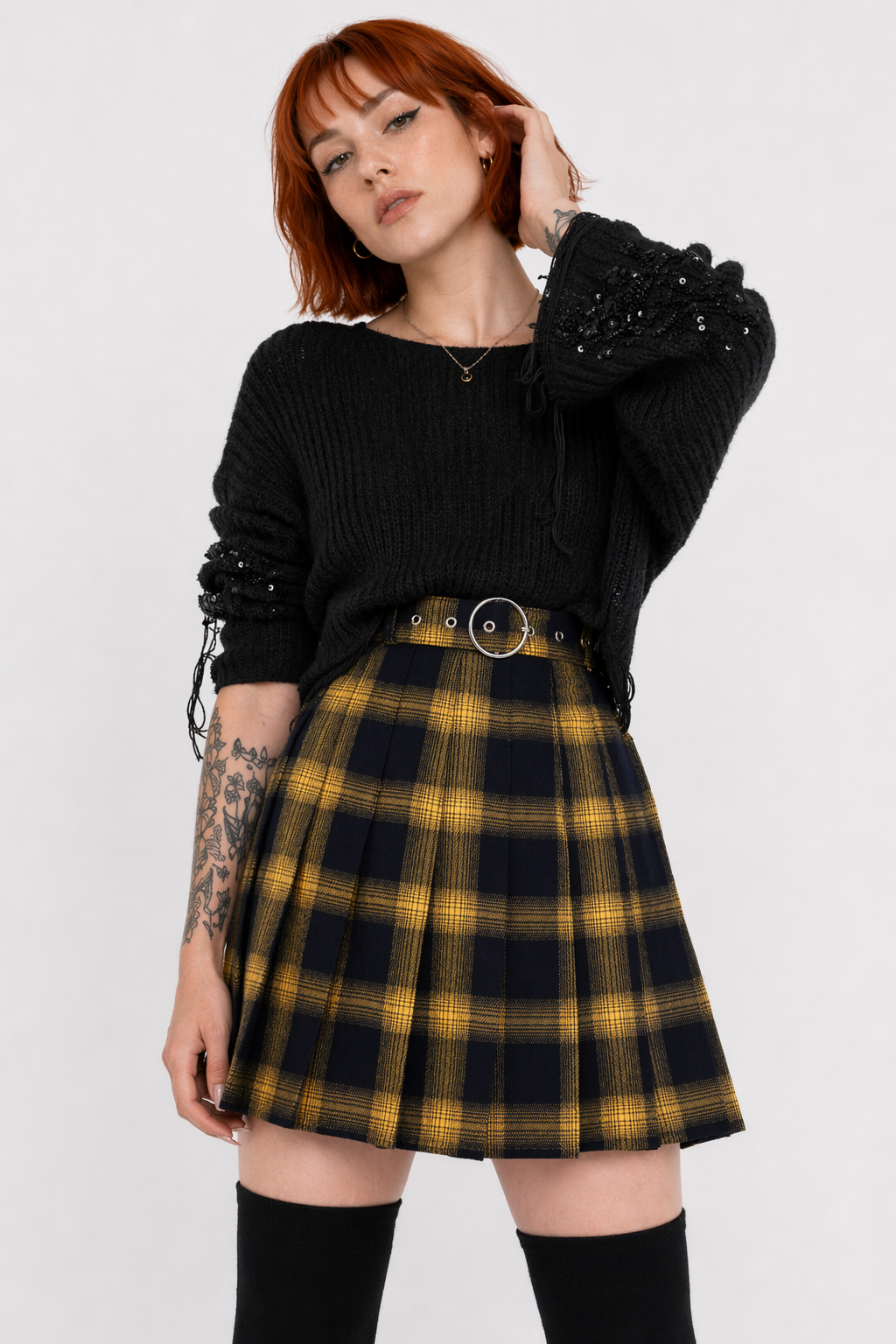 Goth Plaid Skirt' yellow