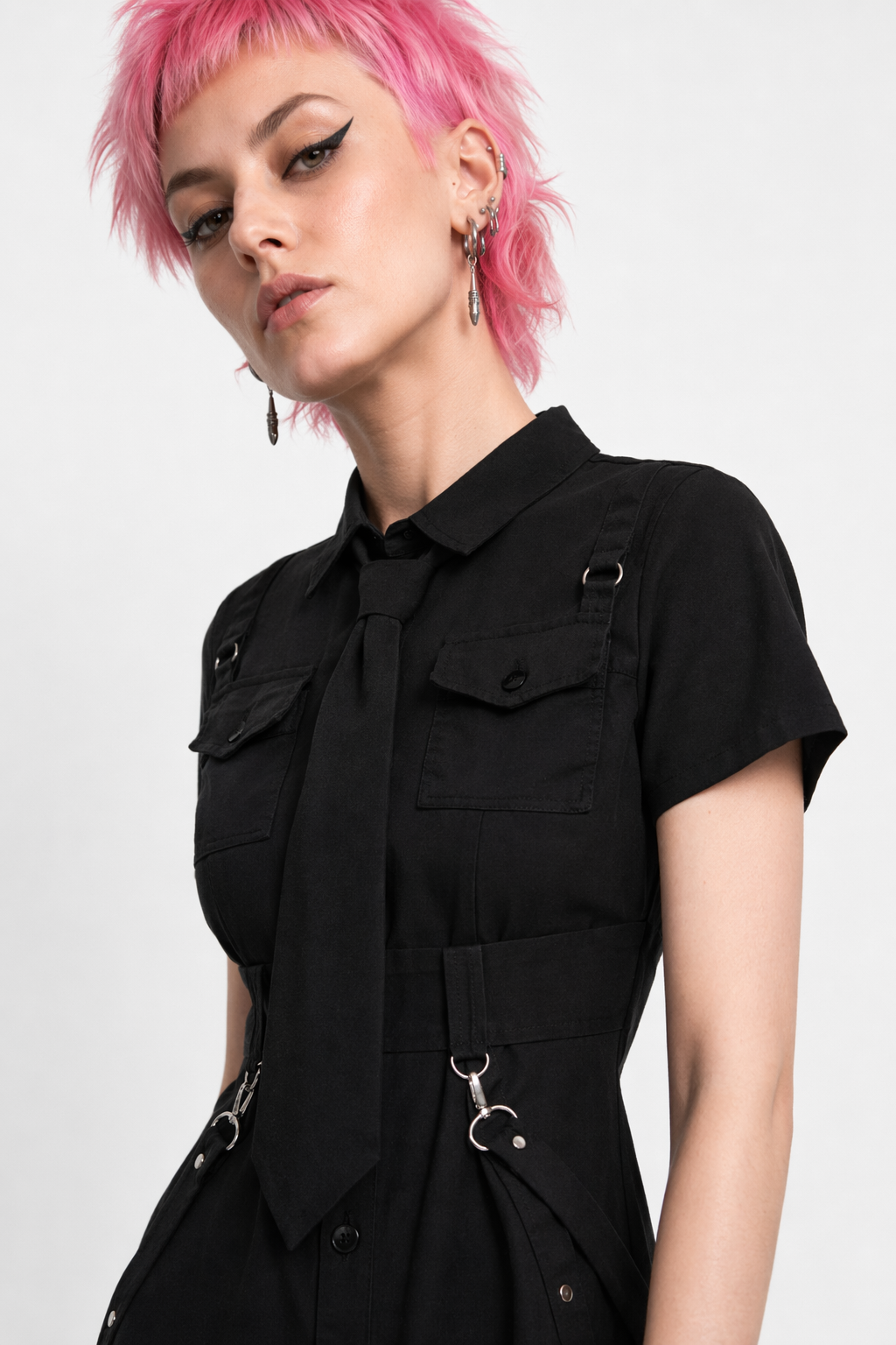 Black Grunge Long Dress Black