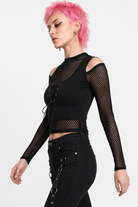 Dark Cut-Out Net Top' black
