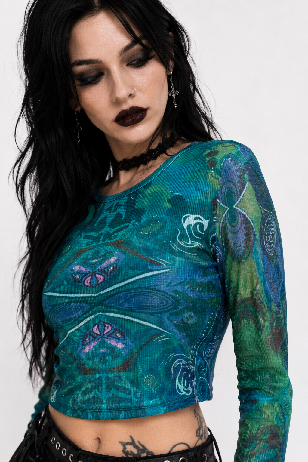Grunge Harajuku Crop Top Green