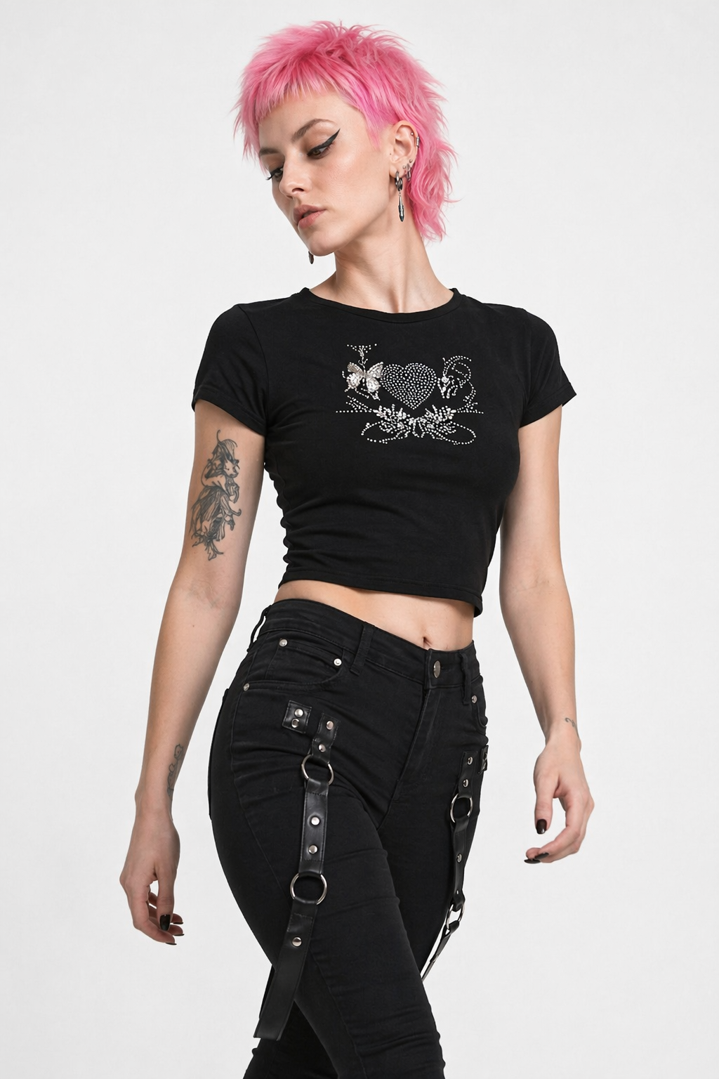 Heart Goth Crop Top L