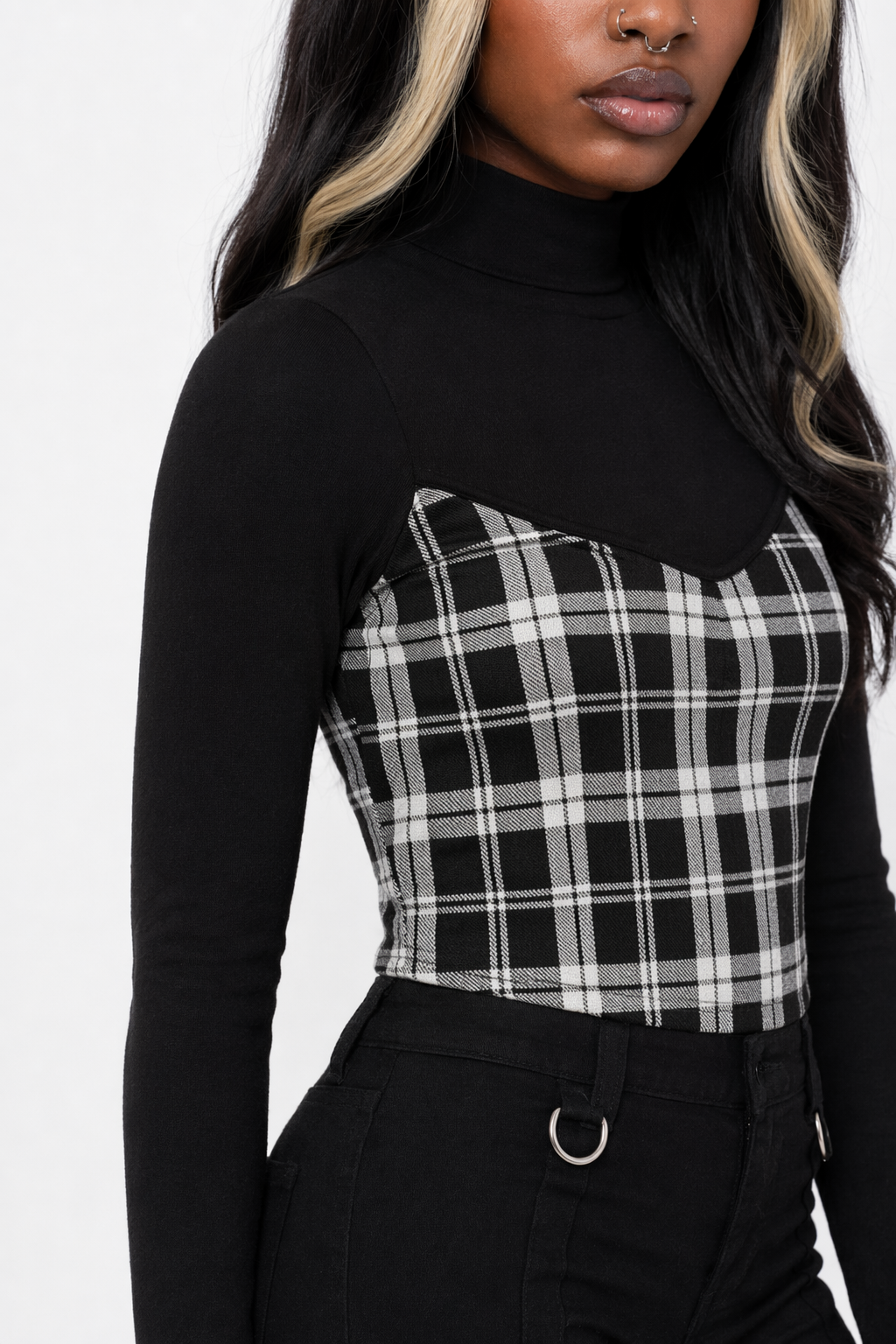 Black Plaid Set Black