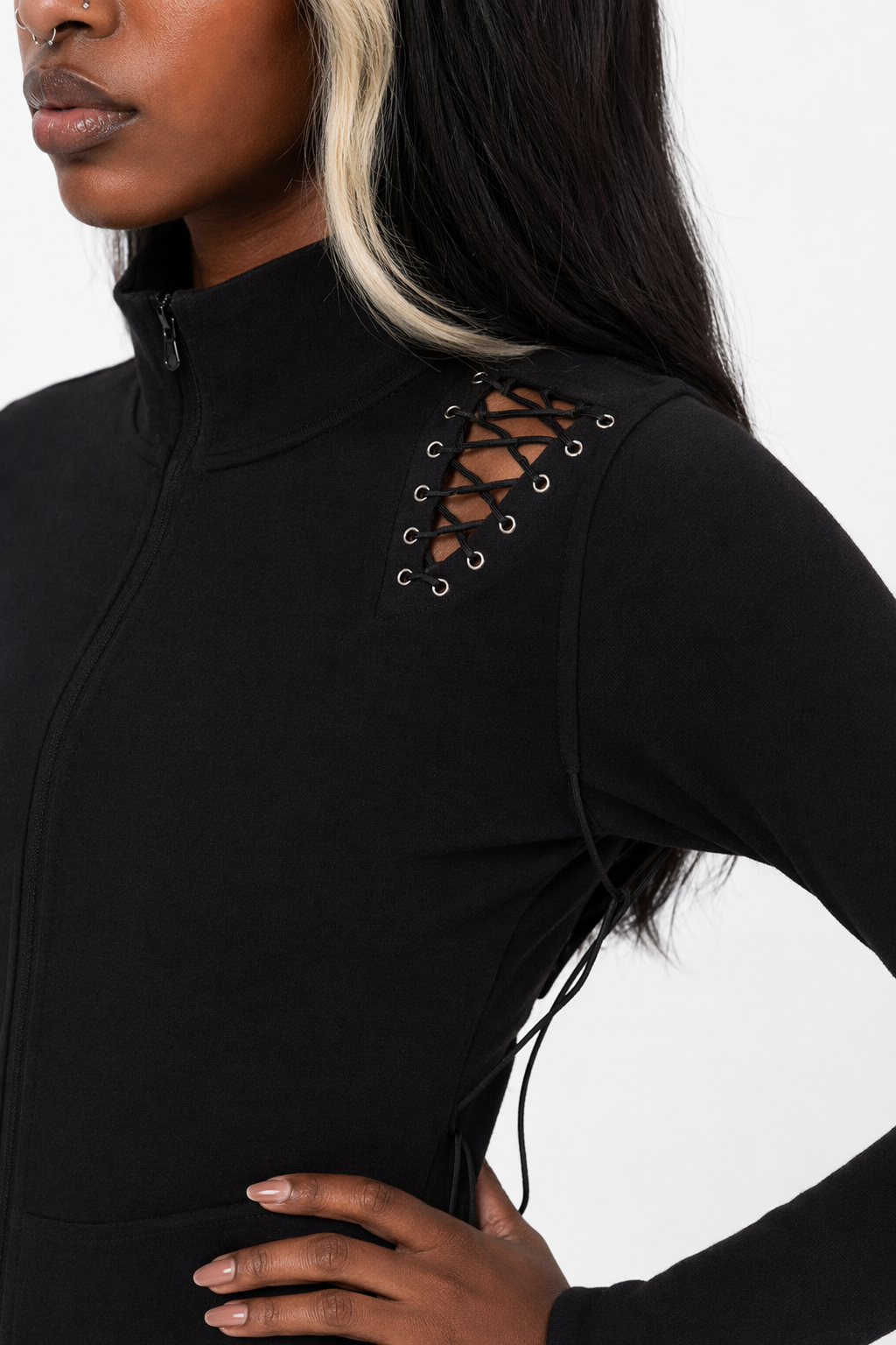 Gothic Lace-Up Sleeveless Sweater Black