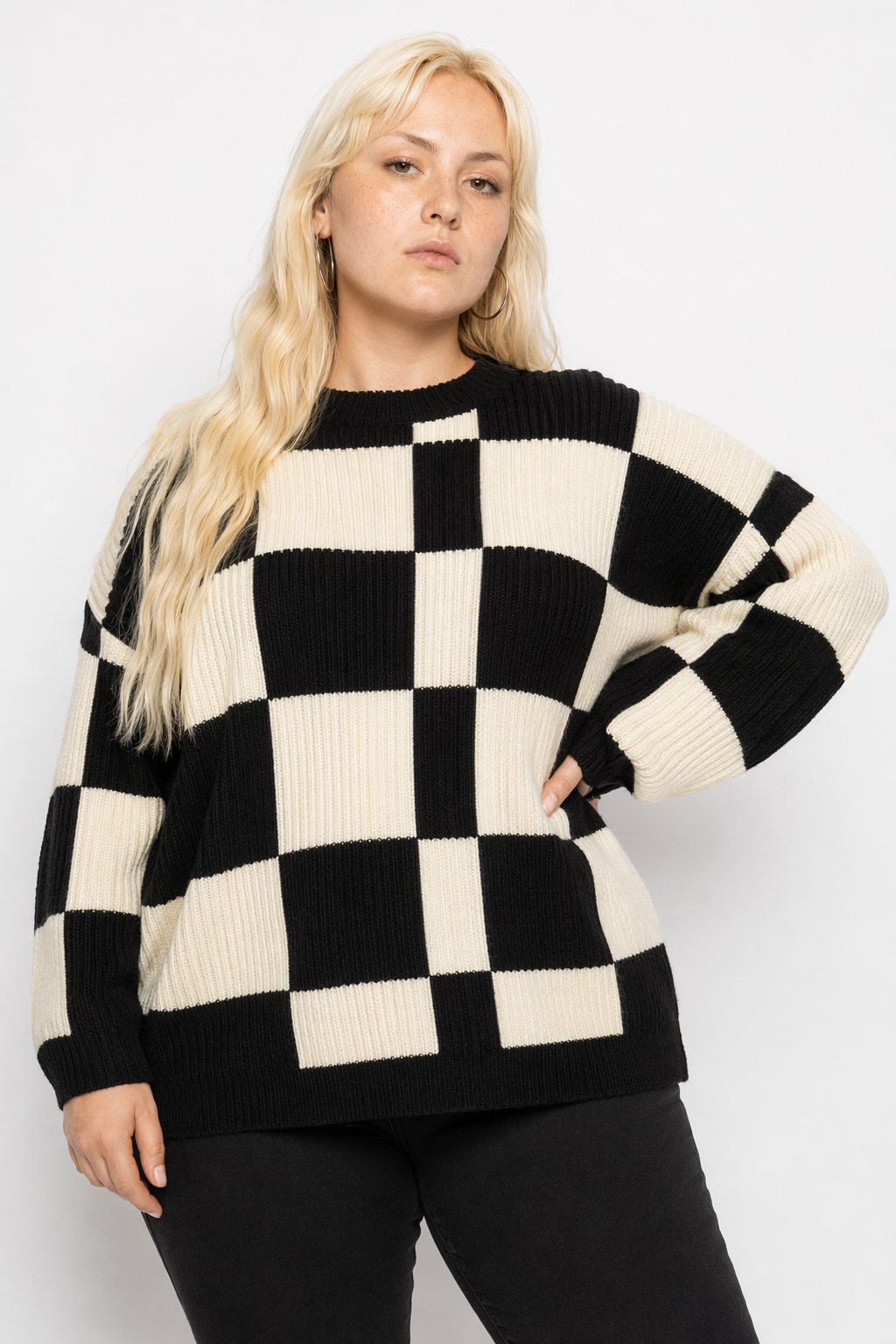 Black Checkerboard Sweater as shown