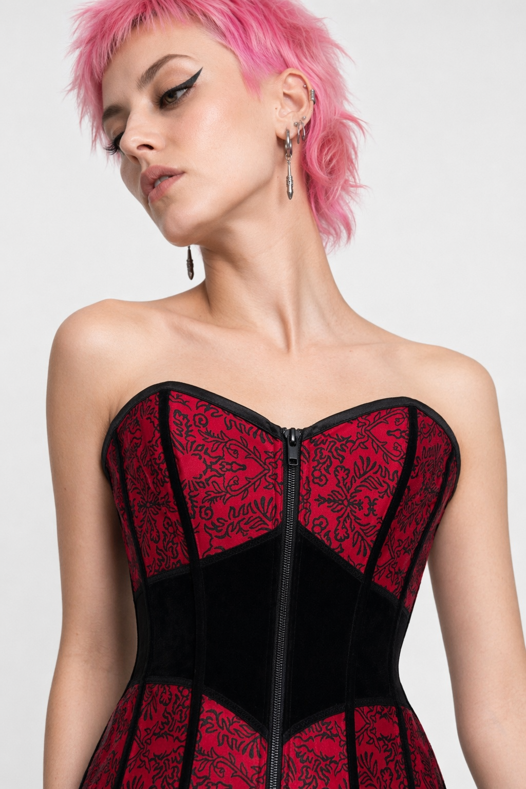 Gothic Mature Red Corset Top Default