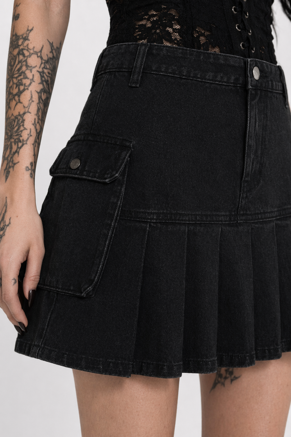 Destined Black Grunge Denim Skirt black