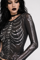 Black Skeleton Print M